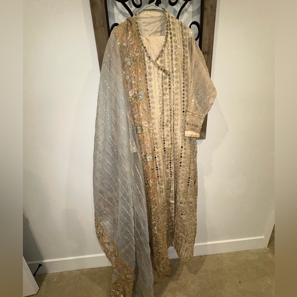 Cream and Gold Women's Kurta
